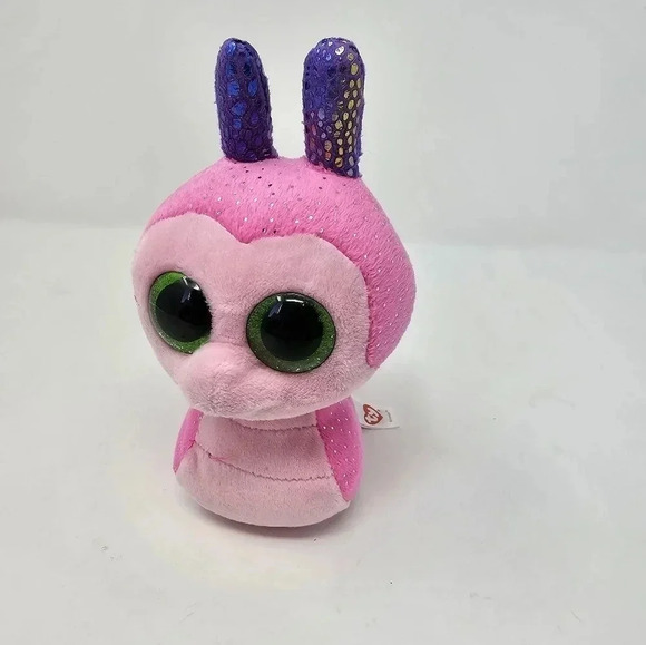 Ty Beanie Boos Scooter the Snail Green Glitter Eyes NO TAG Pink Purple Plush - Picture 1 of 8